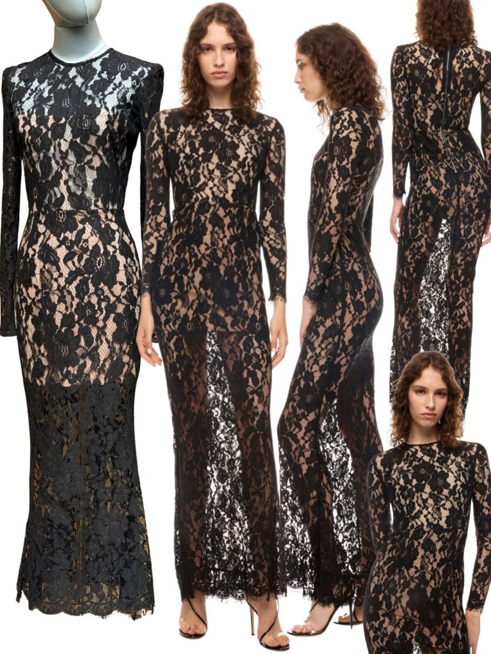 🆕 BRONX & BANCO 🧿 NWOT Colette Noir Black Lace Gown, Sz XS US 2